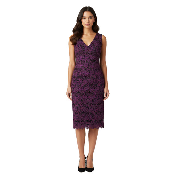 Alice + Olivia Dresses & Skirts - Alice + Olivia Plum Purple Lace V-Neck Sleeveless Sheath Dress 0 New With Tags